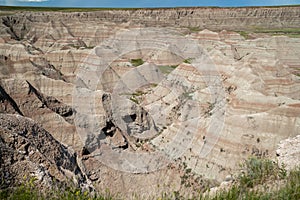 Beautiful, colorful Big Badlands Overlook in Badlands National Park South Dakota