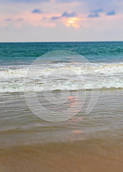 Beautiful colorful blurred sunset landscape panorama Bentota Beach Sri Lanka