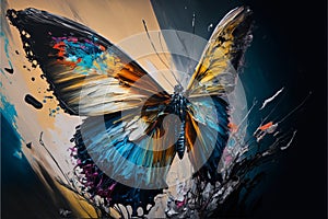 Beautiful colorful butterfly abstract colorburst background. Generative ai