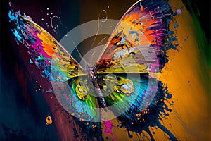 Beautiful colorful butterfly abstract colorburst background. Generative ai