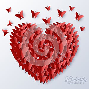 Beautiful colorful butterfly heart on valintines photo