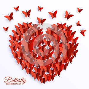 Beautiful colorful butterfly heart on valintines day background concept. Vector illustration design. Template for photo
