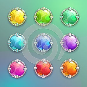 Beautiful colorful cartoon crystal round buttons set.