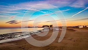 Sunrise On The Horizon At Sandy Beach, Puerto Penasco, Mexico photo