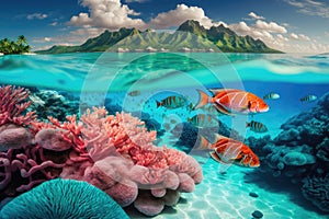 Beautiful Colorful Coral : Bora Bora, French Polynesia