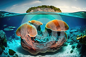 Beautiful Colorful Coral : Palau: A small island nation with stunning coral gardens, underwater caves,