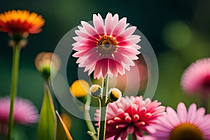 Beautiful colorful daisy flowers in the garden