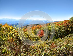 Beautiful colorful fall mountain range landscape.