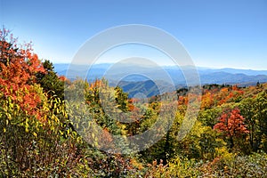 Beautiful colorful fall mountain range landscape.