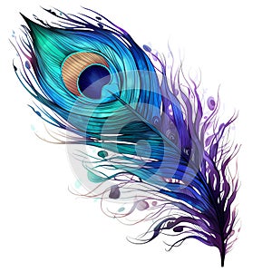 beautiful colorful feather of a peacock clipart illustration