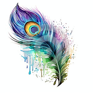 beautiful colorful feather of a peacock clipart illustration