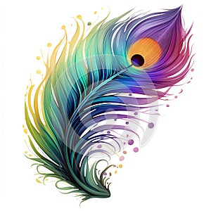 beautiful colorful feather of a peacock clipart illustration