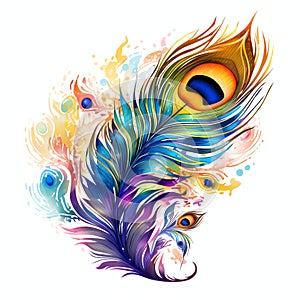 beautiful colorful feather of a peacock clipart illustration