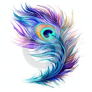 beautiful colorful feather of a peacock clipart illustration