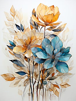 Beautiful colorful flowers painting .