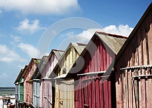 Beautiful colorful huts by the sea