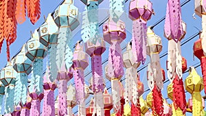 Beautiful colorful lanterns in Yee Peng lantern festival
