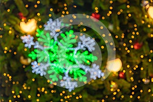 Beautiful colorful lights abstract bokeh blurred decoration for background, Concept celebration festive Christmas