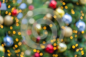 Beautiful colorful lights abstract bokeh blurred decoration for background, Concept celebration festive Christmas and Happy New Ye