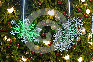 Beautiful colorful lights decoration for background, celebration festive Christmas and Happy New Year