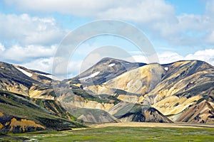 Beautiful and colorful mountain landscape in Landmannalaugar, Iceland