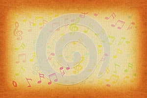 Beautiful colorful Music notes in old paper background