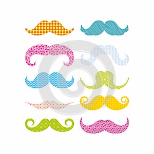 Beautiful colorful mustache for holidays.