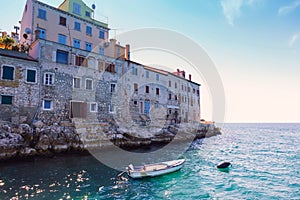 Colorful facade of an old house in Rovinj