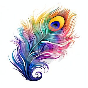 beautiful colorful peacocks feather clipart illustration