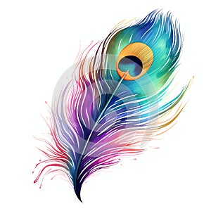 beautiful colorful peacocks feather clipart illustration