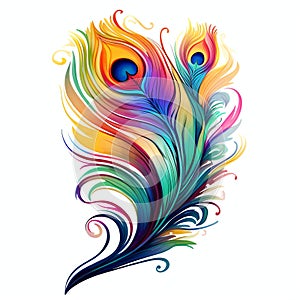 beautiful colorful peacocks feather clipart illustration