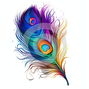 beautiful colorful peacocks feather clipart illustration