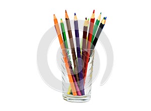 Beautiful colorful pencils in a glass