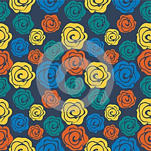 Beautiful colorful rose seamless pattern background