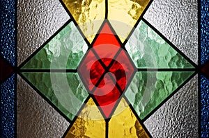 Beautiful colorful stained glass window detail and texture.