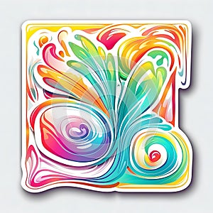 beautiful and colorful sticker of spreading paint isolated on white