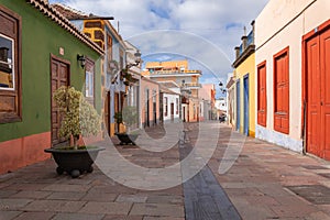 Beautiful colorful streets of old colonial town in Los Llanos de Aridane in La Palma Island, Canary Islands, Spain photo