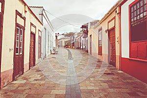 Beautiful colorful streets of old colonial town in Los Llanos de Aridane in La Palma Island, Canary Islands, Spain photo