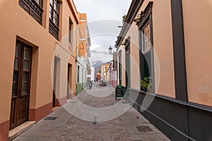 Beautiful colorful streets of old colonial town in Los Llanos de Aridane in La Palma Island, Canary Islands, Spain photo