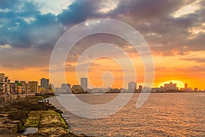 Beautiful colorful sunset in Havana