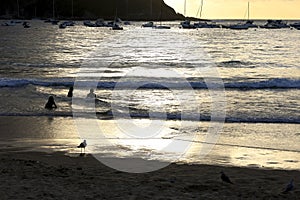 Beautiful and Colorful Sunset in La Concha Beach in Donosti