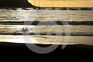 Beautiful and Colorful Sunset in La Concha Beach in Donosti