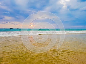 Beautiful colorful sunset landscape panorama from Bentota Beach Sri Lanka