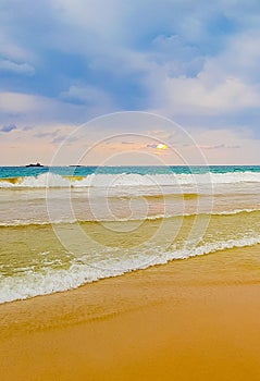 Beautiful colorful sunset landscape panorama from Bentota Beach Sri Lanka