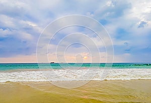 Beautiful colorful sunset landscape panorama from Bentota Beach Sri Lanka