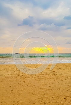 Beautiful colorful sunset landscape panorama from Bentota Beach Sri Lanka