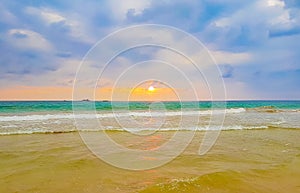 Beautiful colorful sunset landscape panorama from Bentota Beach Sri Lanka