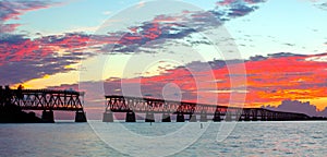 Beautiful colorful sunset or sunrise at Bahia Honda state park in the Florida Keys