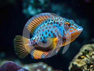 Beautiful and colorful tropical fish underwater  created with Generative AI