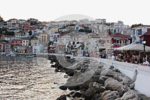 Beautiful colorful view of Parga harbour Epirus